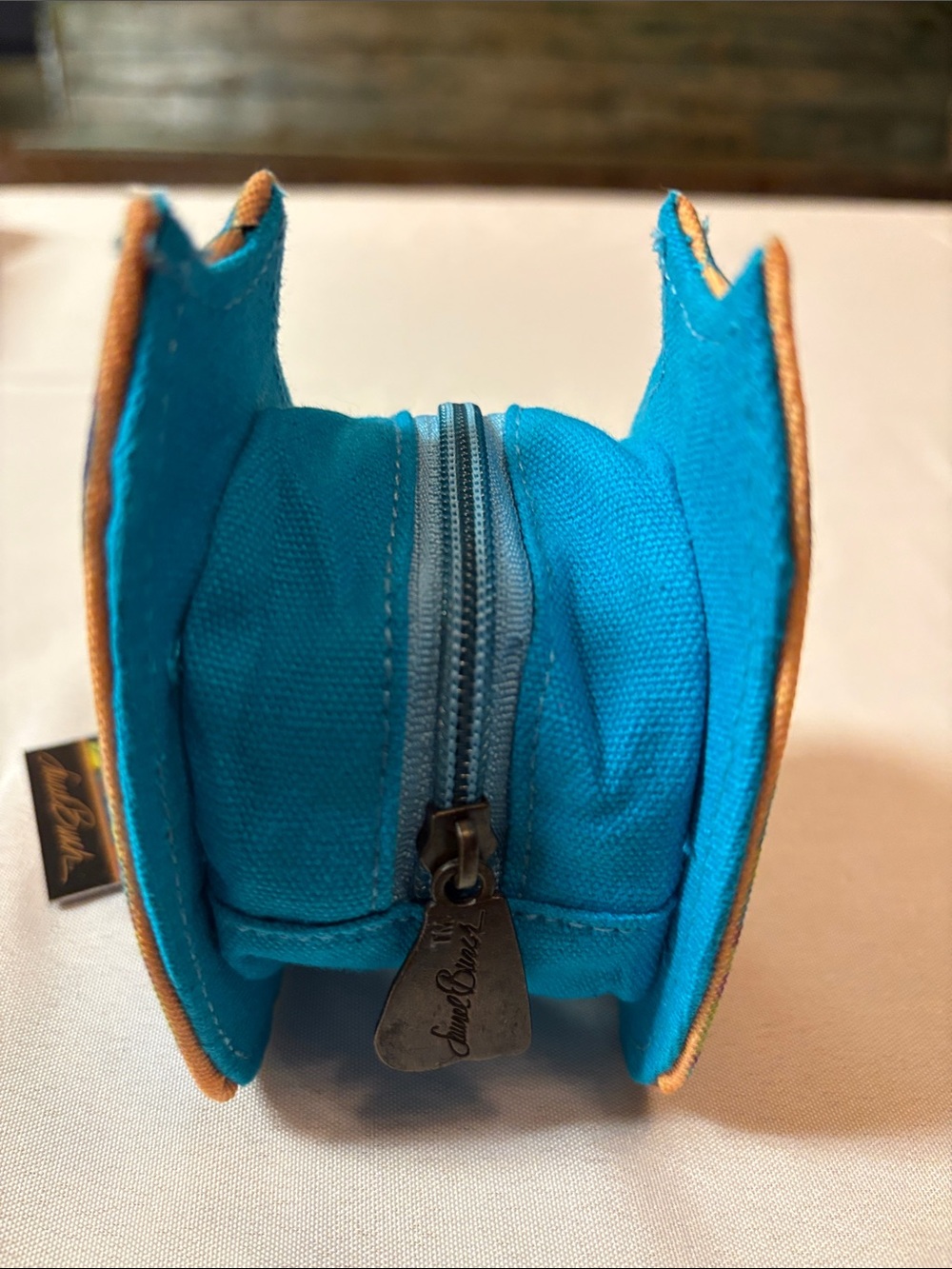 Laurel Burch Striped Cat Coin Purse/AirPod Case/Bag Charm - Blue, Purple, Green - Picture 2 of 5